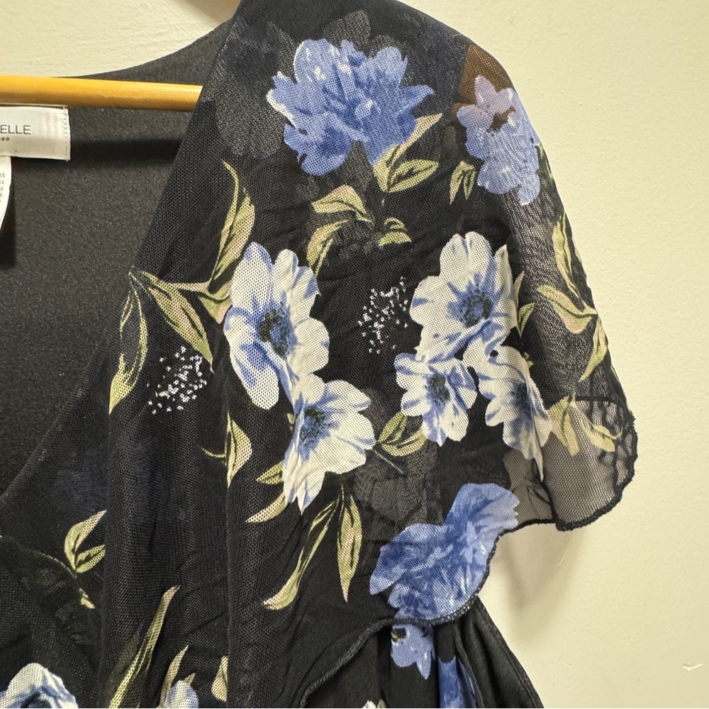 Addition Elle Floral Ruffled Mesh Midi Dress Size 3X - Picture 8 of 16